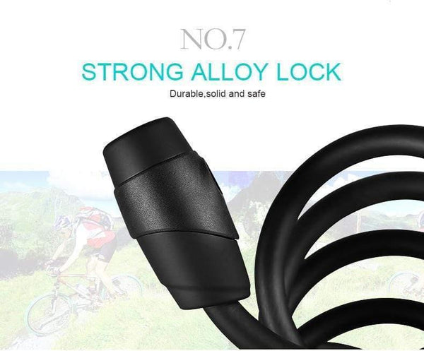 Planet Gates Black Key 180cm Bike Lock 1.8m 1.4m Bicycle Cable Lock Anti-theft Lock with 3 Keys Cycling Steel Wire Security MTB Road Bicycle Locks