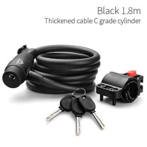 Planet Gates Black Key 180cm Bike Lock 1.8m 1.4m Bicycle Cable Lock Anti-theft Lock with 3 Keys Cycling Steel Wire Security MTB Road Bicycle Locks