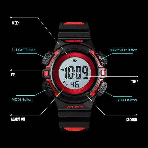 Planet Gates black Kids Watch Waterproof Luxury Stopwatch Outdoor Anti-Shock Sport Children Watch Luminous Led Fashion Digital Watches
