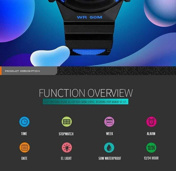 Planet Gates black Kids Watch Waterproof Luxury Stopwatch Outdoor Anti-Shock Sport Children Watch Luminous Led Fashion Digital Watches