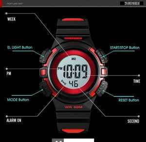 Planet Gates black Kids Watch Waterproof Luxury Stopwatch Outdoor Anti-Shock Sport Children Watch Luminous Led Fashion Digital Watches