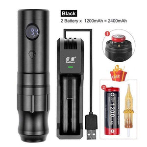 Planet Gates Black Kit 1 Wireless Tattoo Machine Pen Rotary Tattoo Eyebrow Machine for Body Art Wireless Tattoo Pen Professional Coreless Motor