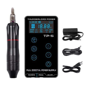 Planet Gates black kit 3 Professional Tattoo Machine Kit TP-5 Power Supply Tattoo Rotary Gun Digital Dual LCD Display Cartridges For Tattoo Artist Gift