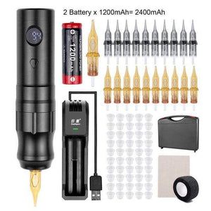 Planet Gates Black Kit 3 Wireless Tattoo Machine Pen Rotary Tattoo Eyebrow Machine for Body Art Wireless Tattoo Pen Professional Coreless Motor