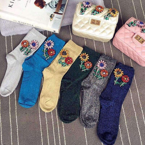 Planet Gates Black Knee Socks A Limited Edition Of High-end Runway Looks Manual Nail Bead Onion Hosiery For Pearl Heaps Of Individual Vogue