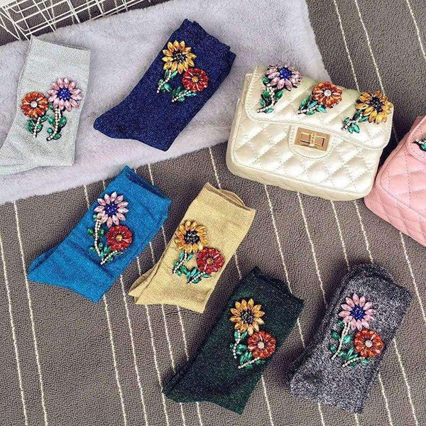 Planet Gates Black Knee Socks A Limited Edition Of High-end Runway Looks Manual Nail Bead Onion Hosiery For Pearl Heaps Of Individual Vogue