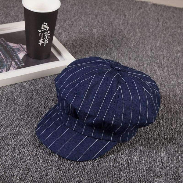 Planet Gates black Korean Summer Summer Thin And Soft Cloth Foldable Beret Men And Women Sunshade Sunscreen Concise Stripe Octagonal Hat