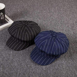 Planet Gates black Korean Summer Summer Thin And Soft Cloth Foldable Beret Men And Women Sunshade Sunscreen Concise Stripe Octagonal Hat