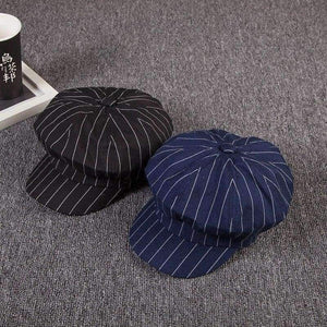 Planet Gates black Korean Summer Summer Thin And Soft Cloth Foldable Beret Men And Women Sunshade Sunscreen Concise Stripe Octagonal Hat