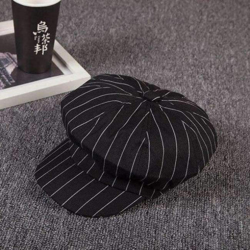 Planet Gates black Korean Summer Summer Thin And Soft Cloth Foldable Beret Men And Women Sunshade Sunscreen Concise Stripe Octagonal Hat