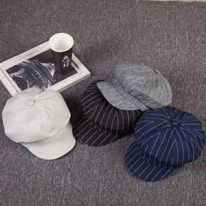 Planet Gates black Korean Summer Summer Thin And Soft Cloth Foldable Beret Men And Women Sunshade Sunscreen Concise Stripe Octagonal Hat