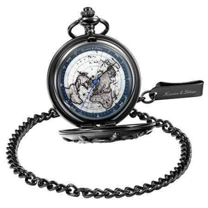 Planet Gates Black KSP107 Bronze Boat Rudder Anchor Pattern Case Map Analog Relogio Fob Key Pendant Clock Chain Mens Quartz Pocket Watch /KSP106