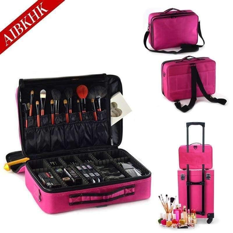 Planet Gates Black L 3 Layers Fashion Cosmetic Bag Travel Makeup Organizer Professional Make Up Box Cosmetics Pouch Bags Beauty Case For Makeup Artist