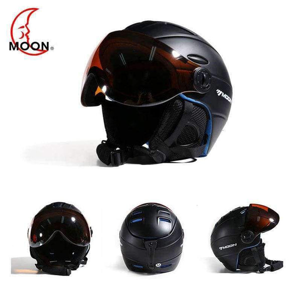 Planet Gates Black / L(58-61cm) Professional Half-covered CE Certification Ski Helmet Integrally-molded Outdoor Sports Helmets Snowboard Goggles Mask