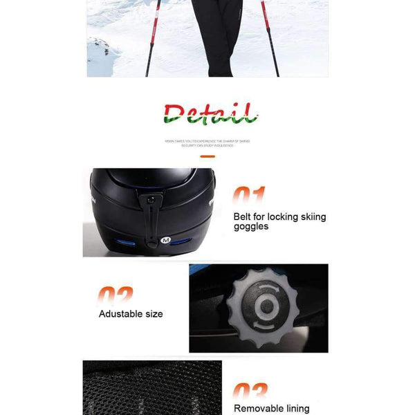 Planet Gates Black / L(58-61cm) Professional Half-covered CE Certification Ski Helmet Integrally-molded Outdoor Sports Helmets Snowboard Goggles Mask