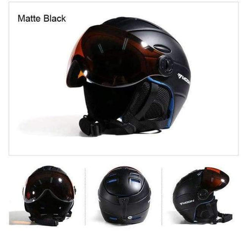 Planet Gates Black / L(58-61cm) Professional Half-covered CE Certification Ski Helmet Integrally-molded Outdoor Sports Helmets Snowboard Goggles Mask