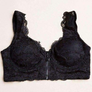Planet Gates Sort / L(75A 75B 75C 75D) 2018 Bh med lynlås foran til kvinder uden kant, stor brystvisning, lille, tynd bh, komfortabel sove-bh, plus size