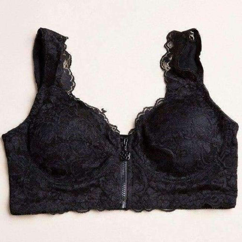 Planet Gates Sort / L(75A 75B 75C 75D) 2018 Bh med lynlås foran til kvinder uden kant, stor brystvisning, lille, tynd bh, komfortabel sove-bh, plus size