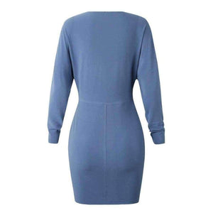 Planet Gates Black / L Autumn Batwing Long Sleeve Elegant Mini Bodycon Dress Women Winter O Neck Solid Casual Dress Lady Party Dresses Vestido