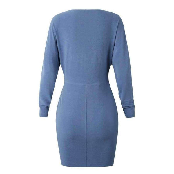 Planet Gates Black / L Autumn Batwing Long Sleeve Elegant Mini Bodycon Dress Women Winter O Neck Solid Casual Dress Lady Party Dresses Vestido