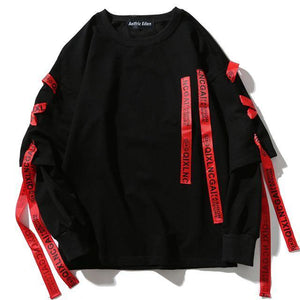 Planet Gates Black / L Autumn Hoodies Sweatshirts Men Hip Hop Punk Rock Long Sleeve Streetwear Ribbons  Fashion