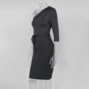 Planet Gates Black / L Autumn Winter New Off Shoulder Dress Women 2017 Sexy Sheath Asymmetrical Sheath Dresses Knee Leng Club Party Vestido