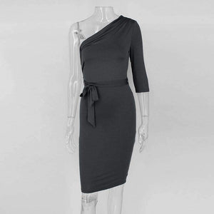 Planet Gates Black / L Autumn Winter New Off Shoulder Dress Women 2017 Sexy Sheath Asymmetrical Sheath Dresses Knee Leng Club Party Vestido