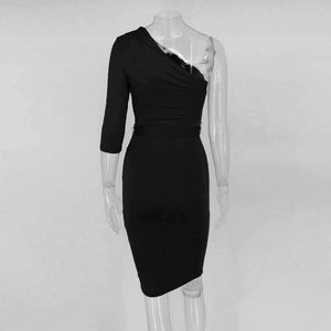 Planet Gates Black / L Autumn Winter New Off Shoulder Dress Women 2017 Sexy Sheath Asymmetrical Sheath Dresses Knee Leng Club Party Vestido