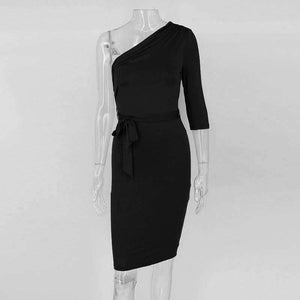 Planet Gates Black / L Autumn Winter New Off Shoulder Dress Women 2017 Sexy Sheath Asymmetrical Sheath Dresses Knee Leng Club Party Vestido