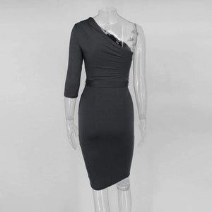 Planet Gates Black / L Autumn Winter New Off Shoulder Dress Women 2017 Sexy Sheath Asymmetrical Sheath Dresses Knee Leng Club Party Vestido