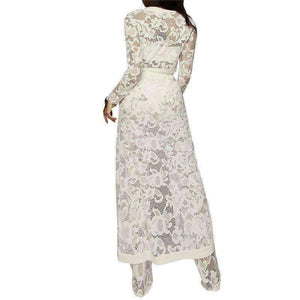 Planet Gates Black / L Autumn Winter Outfits Lace 3 Piece Set Women Long Cardigan + Crop Top + White Lace Pants Set Three Piece Outfits Women Set