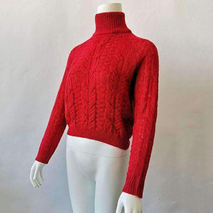 Planet Gates Black / L Autumn Winter Turtleneck Crop Sweater Women Casual Solid Twist Short Pullover Sexy Thick Jumper LMM112