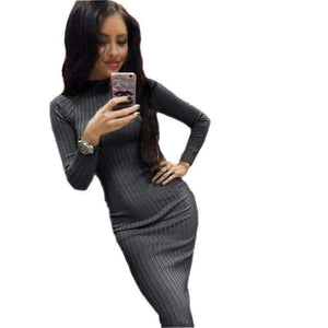 Planet Gates Black / L Autumn Women Bodycon Sheath Dress Sexy Red Knitted Cotton Long Sleeve 2018 Winter Dress Casual Black Party Dresses