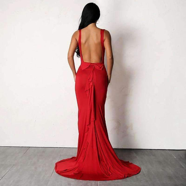 Planet Gates Black / L Backless Sexy Women Long Mermaid Dress Party Prom Floor Length Dresses Black Elegent Bowknot Summer Dress Vestido