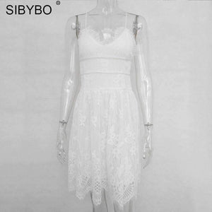 Planet Gates Black / L Backless Spaghetti Strap Sexy Lace Dress Women Sleeveless V-Neck Loose Summer Dress Cotton Black Elegant Party Dresses