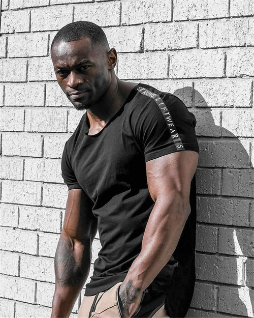 Casual Cotton T Shirt Men Gyms Fitness Slim T-shirt Summer Short Sleeve O-Neck White Tee Tops Male Jogger Workout Brand Clothing