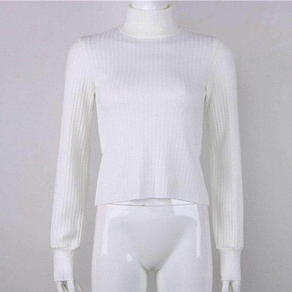 Planet Gates Black / L Casual Sweaters Cotton Winter Long Sleeve Crop Top 2018 Autumn Knitted Pullover Ladies High Neck Sweaters Female Mujer