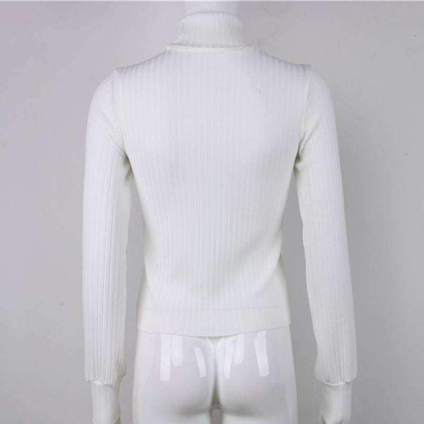 Casual Sweaters Cotton Winter Long Sleeve Crop Top 2018 Autumn Knitted Pullover Ladies High Neck Sweaters Female Mujer