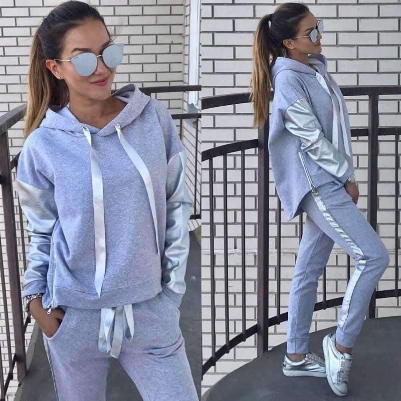 Planet Gates black / L Casual Tracksuit Women Autumn Set 2018 Two Piece Set Long Sleeve Hoodies Pullover Pants Set SportwearTracksuits Outfit