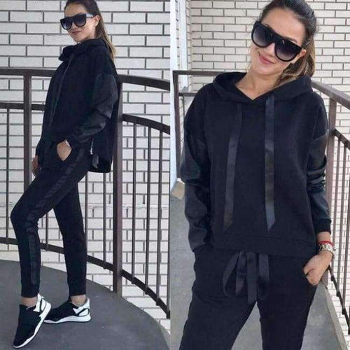 Planet Gates black / L Casual Tracksuit Women Autumn Set 2018 Two Piece Set Long Sleeve Hoodies Pullover Pants Set SportwearTracksuits Outfit