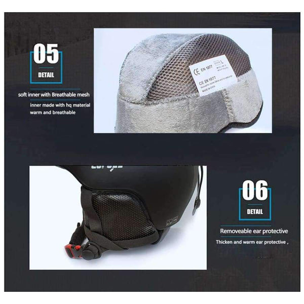 Planet Gates Black / L / China Ski Helmet  Integrally-molded Snowboard helmet Men Women Skating Skateboard Skiing Helmet