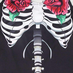 Planet Gates black / L / China Women Rose Print Skeleton Horror Costume Sleeveless Skinny Jumpsuits Female Cosplay Bodysuits 80814