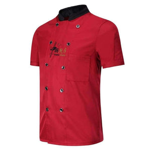 Planet Gates Black / L Chinese Restaurant Embroidery Chef Uniforms Short Sleeves Breathable Double Breasted Chef Jackets Food Service Workwear