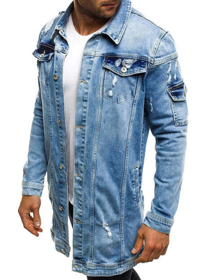 Planet Gates Black / L Coat High Quality Autumn Style Beggar Hole Denim Jacket Loose Thin Sleeve Cowboy Jacket XXXL