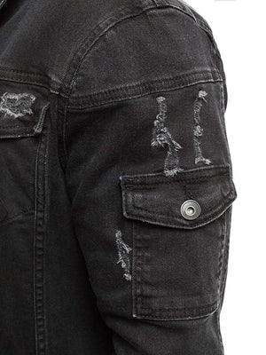 Planet Gates Black / L Coat High Quality Autumn Style Beggar Hole Denim Jacket Loose Thin Sleeve Cowboy Jacket XXXL