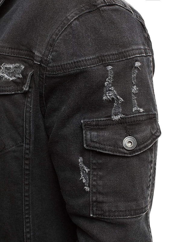 Planet Gates Black / L Coat High Quality Autumn Style Beggar Hole Denim Jacket Loose Thin Sleeve Cowboy Jacket XXXL