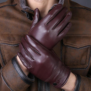 Planet Gates Black / L Designer Men's Gloves High Quality Real Genuine Leather sheepskin Mittens Warm Winter for Fashion Male