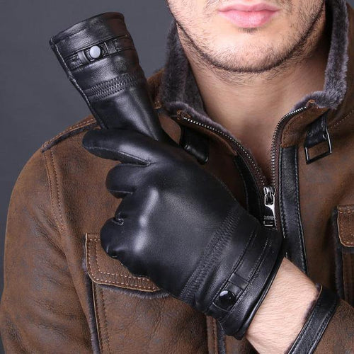 Planet Gates Black / L Designer Men's Gloves High Quality Real Genuine Leather sheepskin Mittens Warm Winter for Fashion Male
