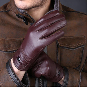 Planet Gates Black / L Designer Men's Gloves High Quality Real Genuine Leather sheepskin Mittens Warm Winter for Fashion Male