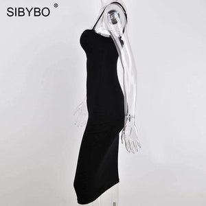 Planet Gates Black / L Double Layers Cotton Sexy Bodycon Dress Women Autumn Winter Backless Slim Elastic Push Up Bandage Party Dresses Vestidos